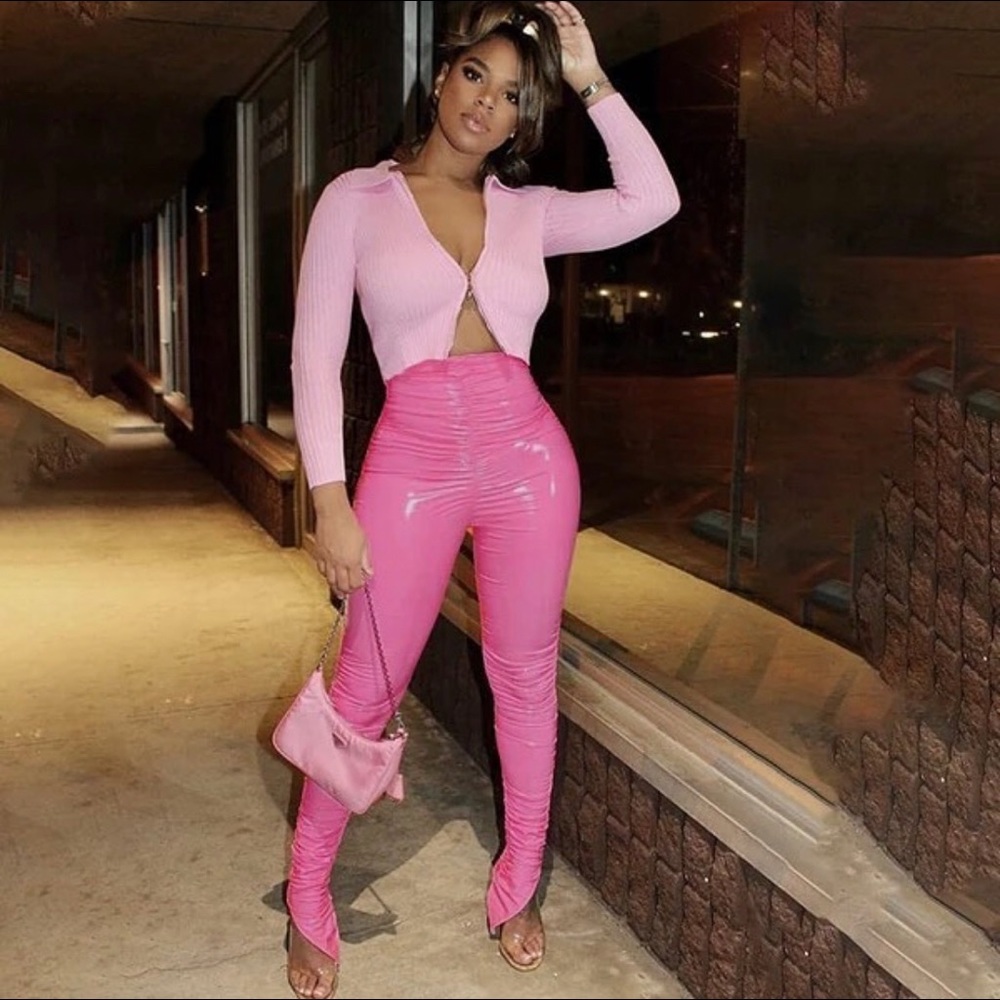 Pink shinny pants